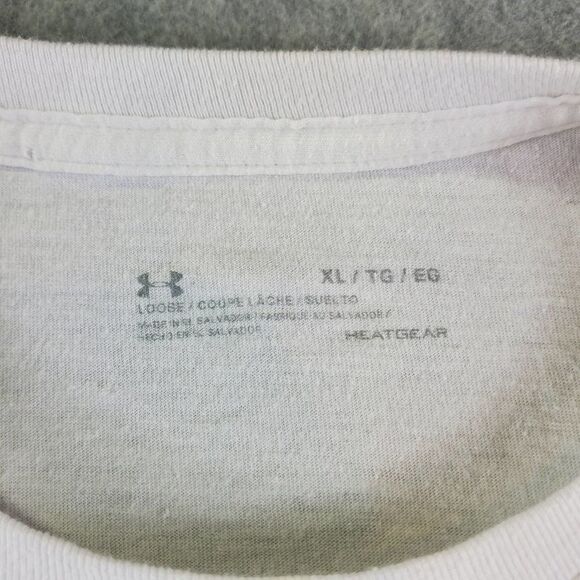 Under Armour Shirt Mens XL White Grid Loose Fit Heatgear - Picture 2 of 7